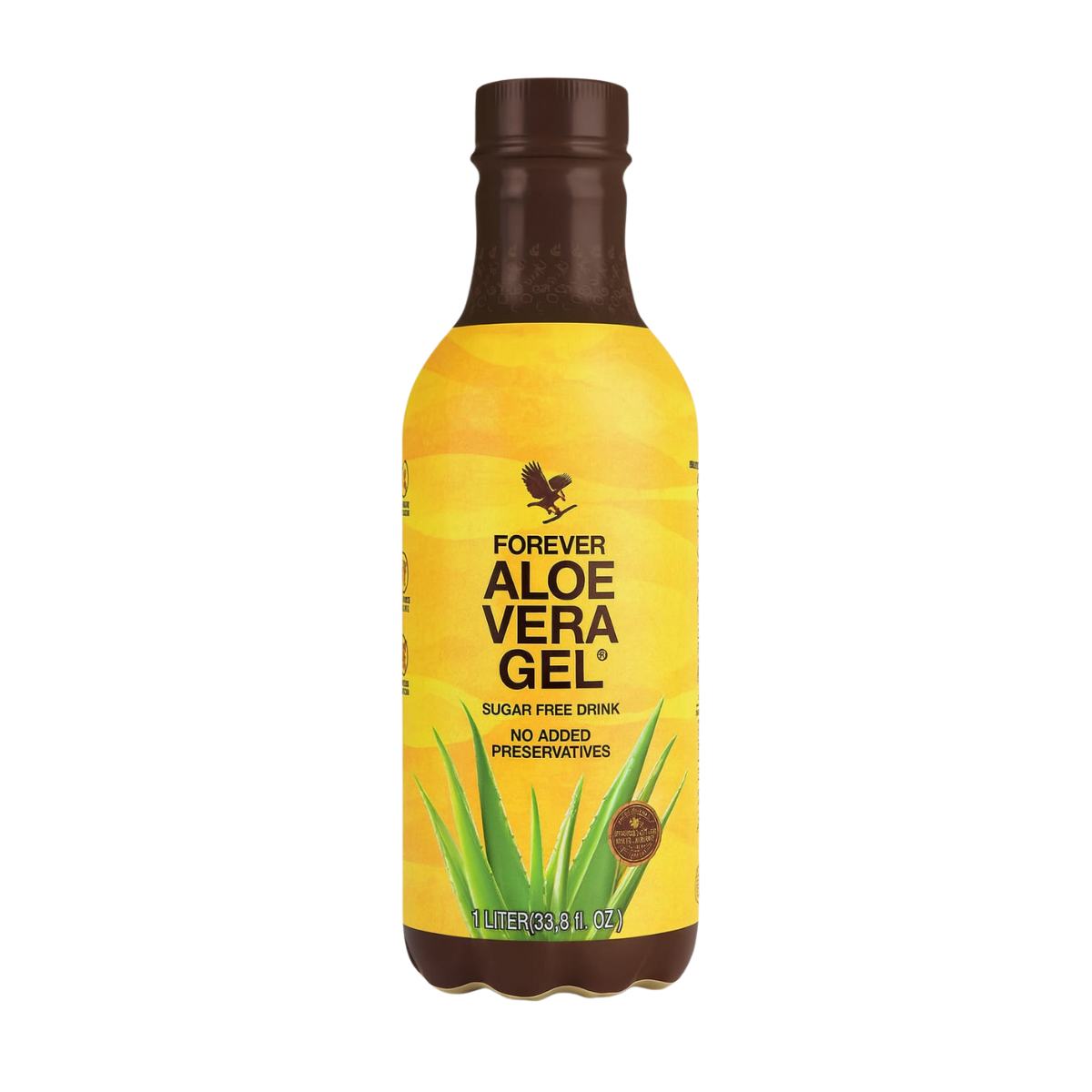 Forever Aloe Vera Gel – Suco natural de babosa vegano, sem açúcar e sem conservantes, embalagem de 1 litro.