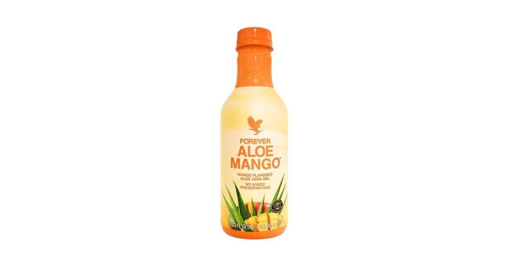 Embalagem Garrafa de 1 litro do Forever Aloe Mango, bebida de aloe vera com manga