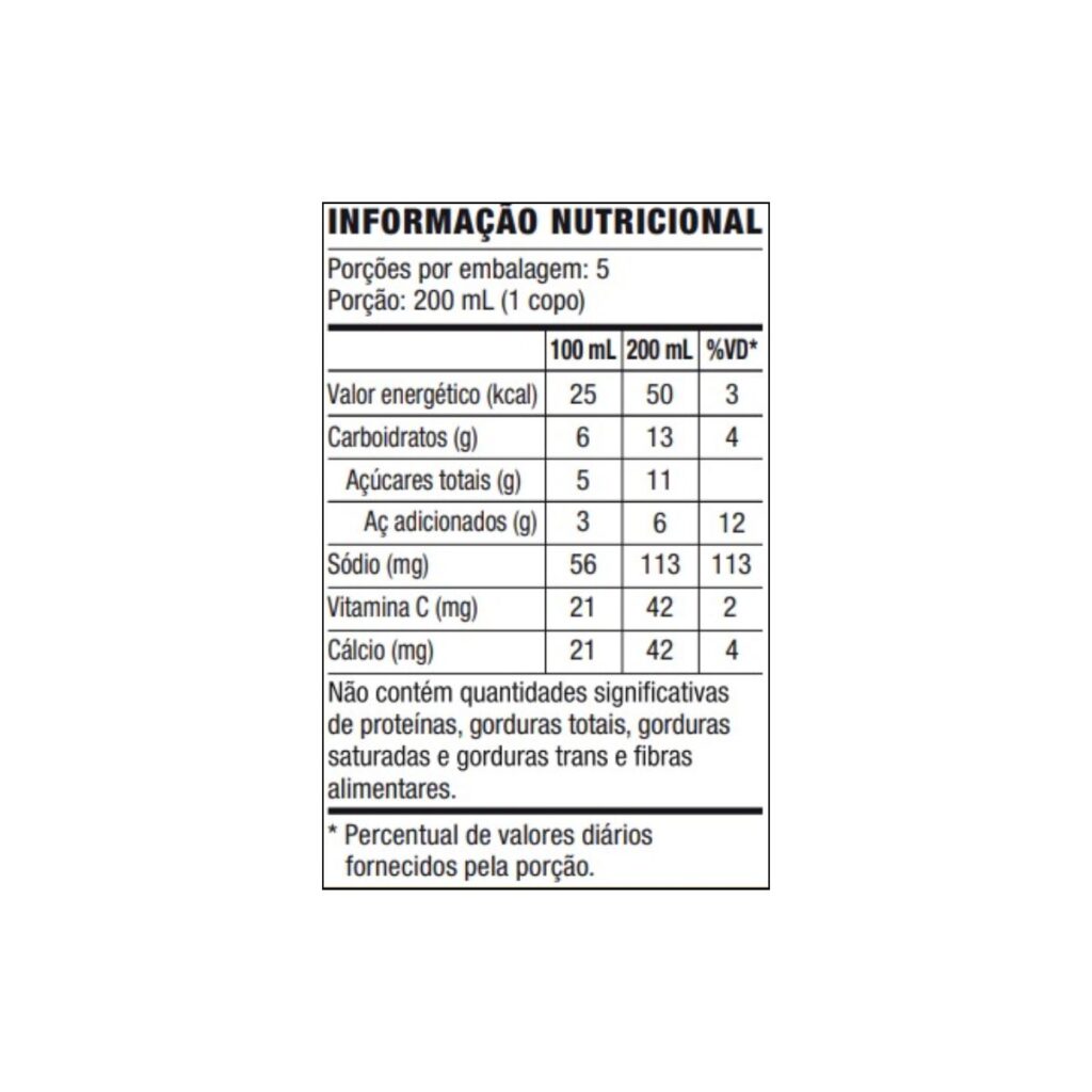 Tabela nutricional do Forever Aloe Mango em português