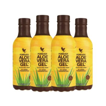  Kit com 4 unidades de Suco Aloe Vera Gel Forever Living, embalagem de 1 litro cada, puro e natural.