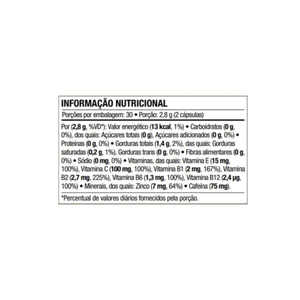 Tabela nutricional Forever Therm Forever Living 60 Cápsulas